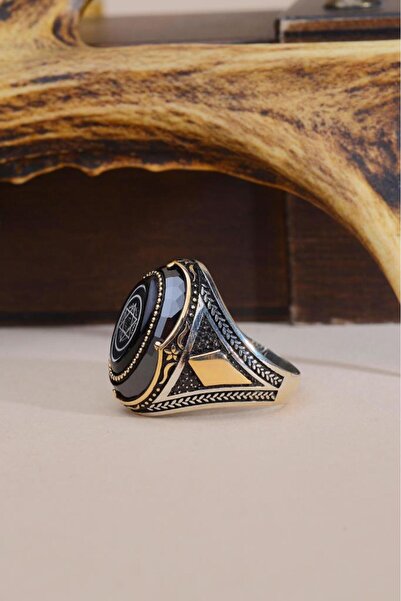 innuendo jewelery 925 Ayar Gümüş Hz. Süleyman Mührü Desenli Erkek Yüzük