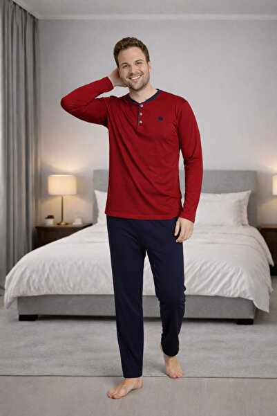 FORMO Ανδρικό σετ πιτζάμες υψηλής ποιότητας με μακρυμάνικο κουμπιά από 100% φ...