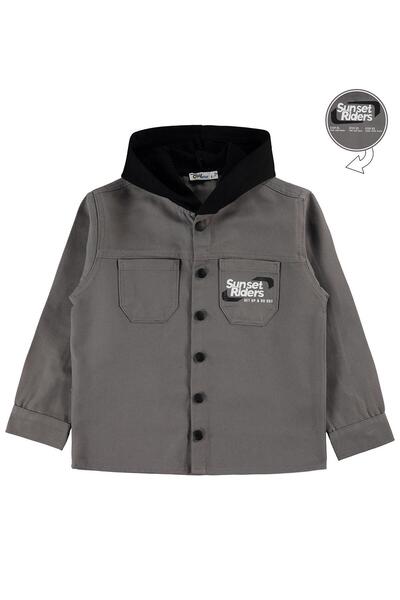 Civil Boys Πουκάμισο με διπλές τσέπες και κουκούλα για 10-13 ετών - Γκρι