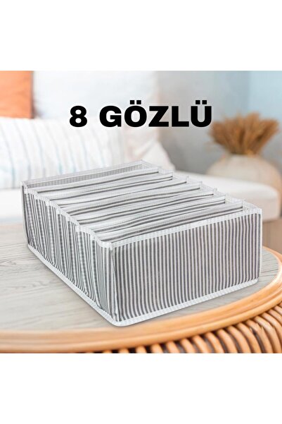 Bluendy Organizator za harmoniku sa 3 ladice i pregradama, sivi prugasti sklo...