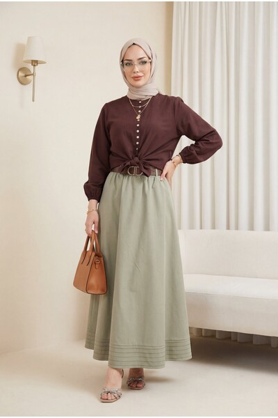 Modamorfo Πουκάμισο Modal με δετή φούστα, ελαστική μέση και μανίκια με κουμπι...