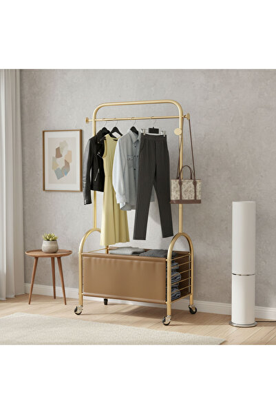 Sinyin Clothing Rack,Metal Coat Rack with Basket Storage,Clothing Hanger Rack...