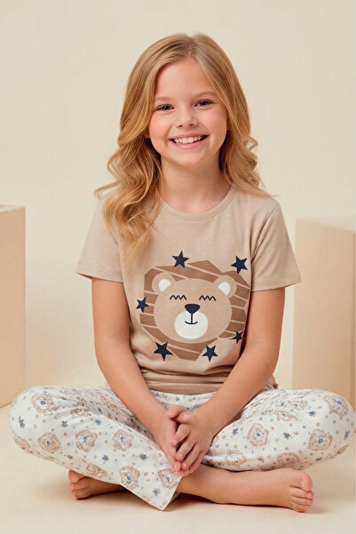 Farya Home Set de pijamale pentru fete, din bumbac, cu mâneci scurte și impri...