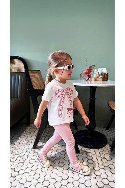 UNICORN Girls Sweet Heart Ribbon Printed T-Shirt and Leggings Set