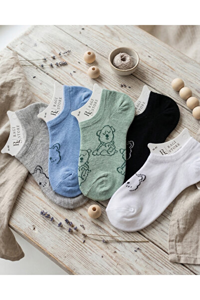 ragistore Πακέτο με 5 οικονομικές γυναικείες κάλτσες με σχέδιο αρκουδάκι