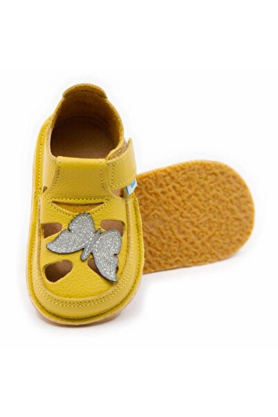 DODO SHOES Sandale copii barefoot Sparkling Butterfly, Culoare Galben, piele ...