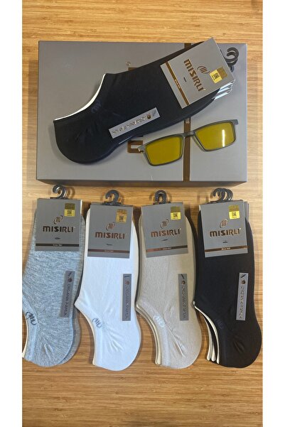 Mısırlı Dikişsiz Organik <Pamuk Kumaş Erkek Sneakers Çorap 12 adet 4 siyah 2 ...