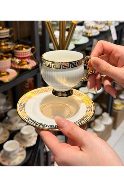 Onedekor 6 Kişilik Porselen Kruvas Monarch Kahve Fincanı