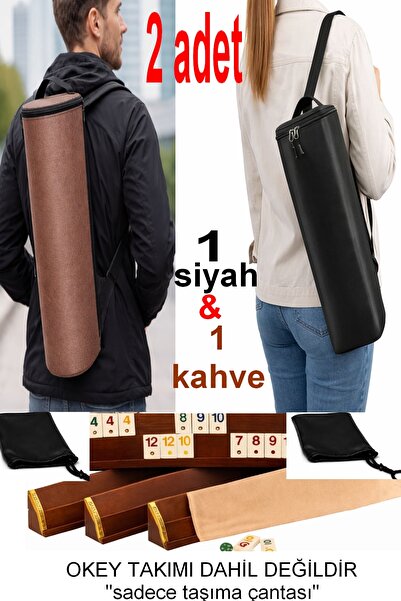Stok CITY okey takımı çantası 2 adet kahve ve siyah okey taşıma çantası
