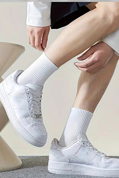 Esinti 8 Pairs Unisex Cotton Plain Black and White College Socks