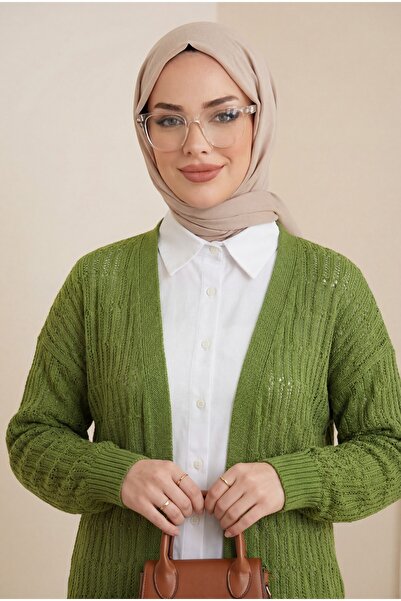 Modamorfo Ανοιξιάτικη ζακέτα με διάτρητο σχέδιο - πράσινο