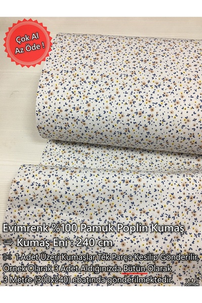 evimrenk Çıtır Çiçek Desenli Poplin Kumaş - Nevresim - Çarşaf - Hobi - Elbise...