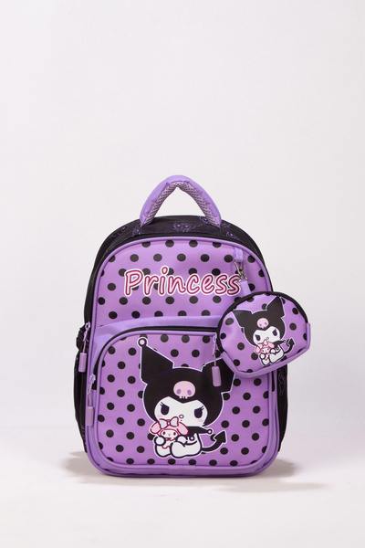 Royal Glow Deri Baskılı Pembe-Siyah Kuromi Temalı Kız Kreş ve Okul Öncesi Ana...