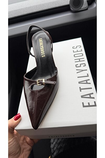 Eataly Shoes Noi Acıkahve Παπούτσια με αγκράφα, μυτερή μύτη και τακούνι