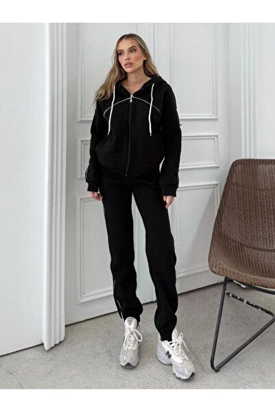 Iuliashop Set de trening format din bluză și pantaloni Tordis Black - S