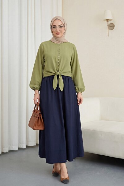 Modamorfo Πουκάμισο Modal με δεμένη φούστα, ελαστική μέση και μανίκια με κουμ...