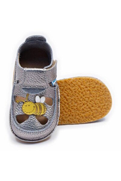 DODO SHOES Sandale copii barefoot Albinuta Maia, Culoare Argintiu, piele natu...