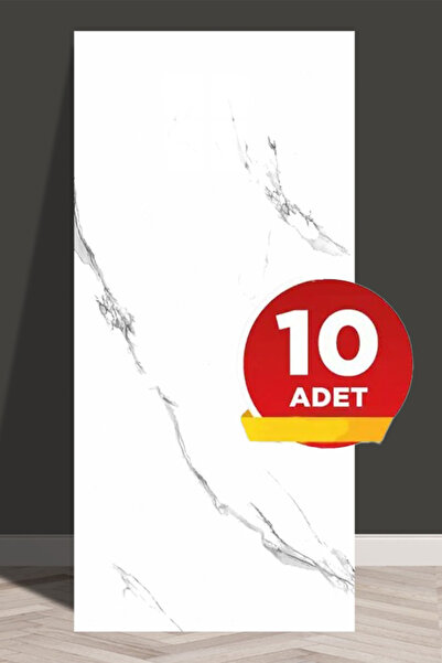Bien Home 10 Adet, 30x60 Cm Beyaz Az Siyah Mermer Desenli Kendinden Yapışkanl...
