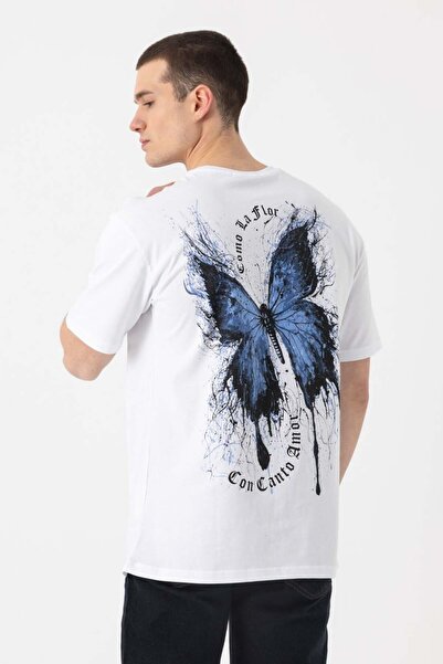 i8 Denim Butterfly Printed T-Shirt