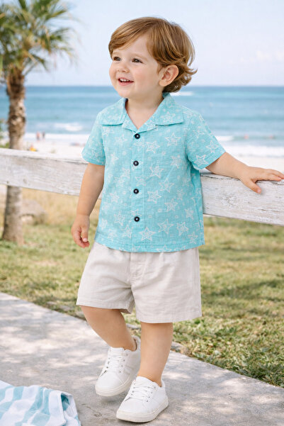 Tomurcuk bebe TOMURCUK 13504-26 Σετ σορτς για αγοράκια με αστεράτο σχέδιο, κα...