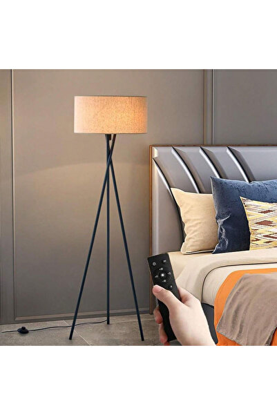 HayaBazaar 3 Color Temperature Led Tripod Floor Lamp With Linen Shade And Adj...