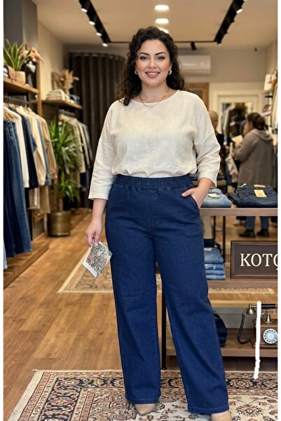 Butik BELİ LASTİKLİ YÜKSEK BEL BÜYÜK -KÜÇÜK BEDEN PALAZZO PANTOLON