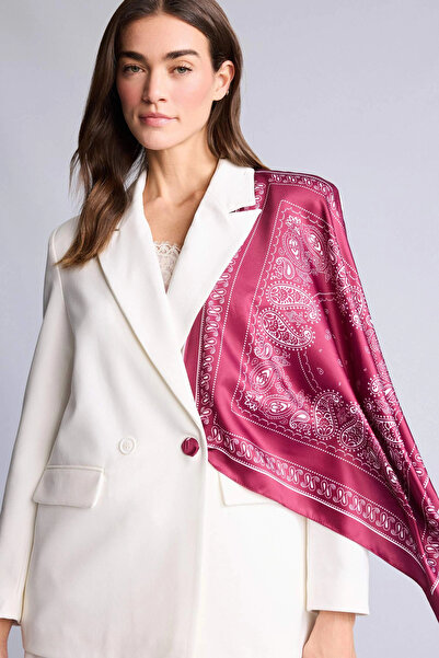 DeFacto H1035Axbr2 Burgundy Women's Shawl Patterned Satin Shawl