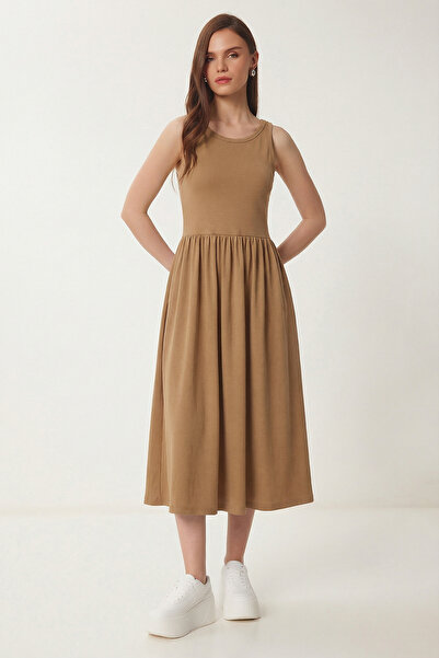 Lovelyİstanbul Βασικό καλοκαιρινό πλεκτό φόρεμα με λαιμόκοψη halter LCR0053 Μ...