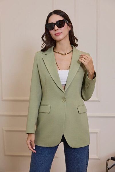Sishli Tek Düğme Blazer Ceket