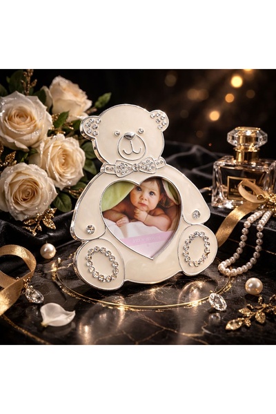 Azay Παιδική κορνίζα φωτογραφιών αρκουδάκι με κρύσταλλα, 8x9 εκ., Δώρο για νε...