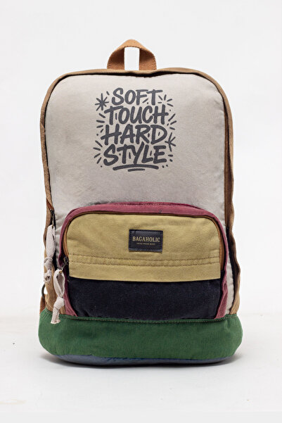 KAFF Casual Unisex Vintage Canvas Backpack with Zippered Front Pocket -Moonvntg