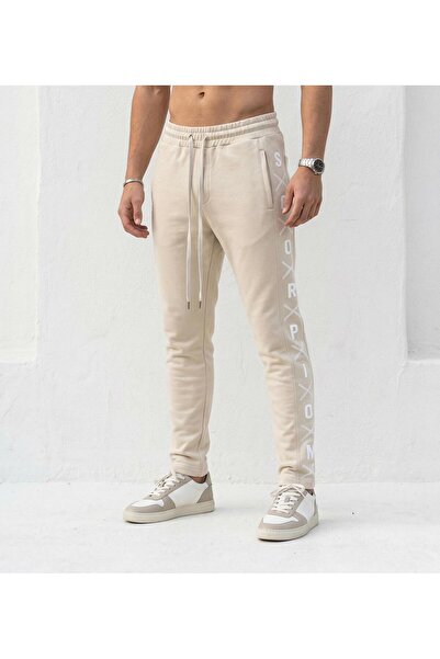 Plus Scorpion Erkek Slim Fit Eşofman Altı – Yazılı Şerit Detaylı, Dar Paça Jo...