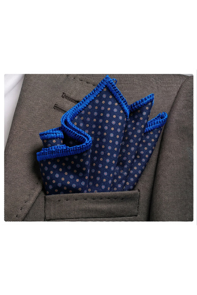 Exve Exclusive Μπλε ναυτικό γεωμετρικό σχέδιο με χειροποίητο πλεκτό αξεσουάρ ...