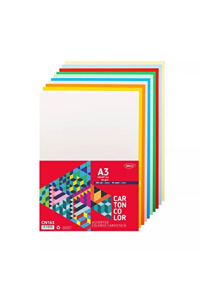 daço Έγχρωμο χαρτόνι Α3 250 φύλλα 10 χρώματα Daco 160γρ.