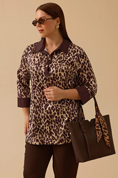 Gala-Xi Γυναικείο σατέν τουνίκ με λεοπάρ σχέδιο Galaxi, μεγάλο μέγεθος, 4007 ...