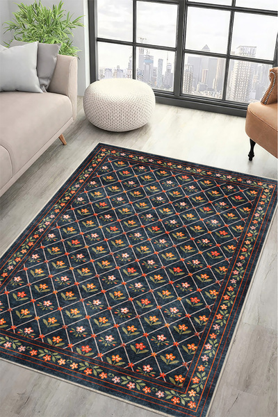 Lioara Home Vintage Dijital Baskılı Halı – Modern, Kaymaz Taban, Leke Tutmaz,...