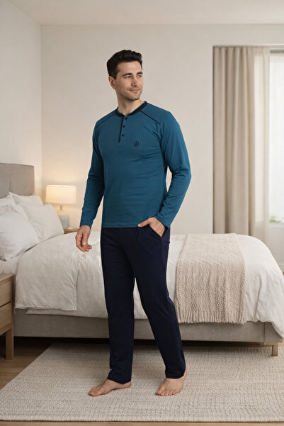 FORMO PREMIUM Ανδρικό σετ πιτζάμες με μακριά μανίκια και κουμπιά, από 100% φυ...