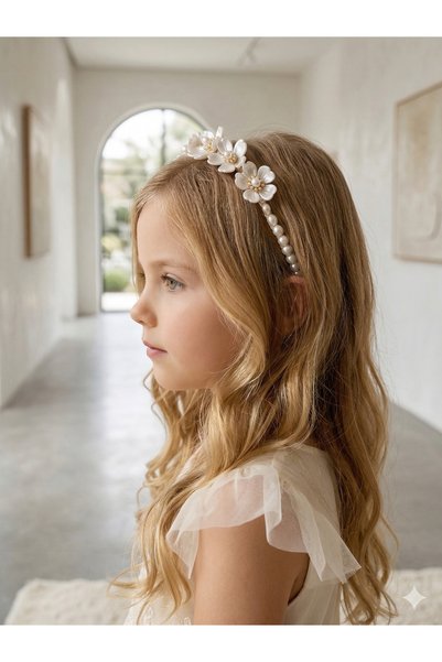 chipiques Zircon Stone Daisy Crown – Elegant Crown with Pearl Detail, Suitable for Girls & Adults
