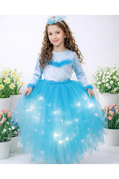 fustite cu luminite Μπλε Φωτιζόμενη Φούστα, Έλσα - 3-5 ετών (98-116 εκ.)