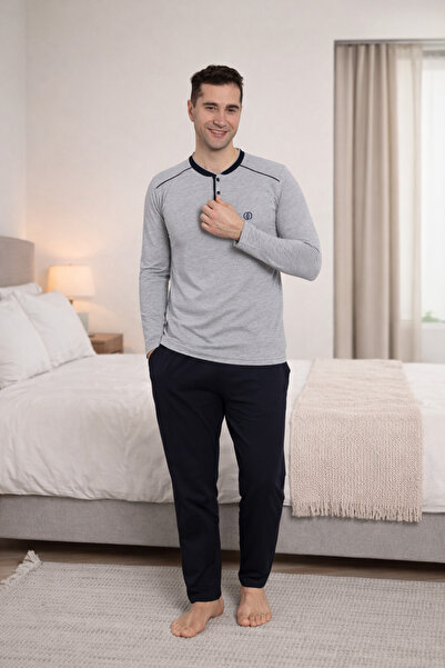 FORMO PREMIUM Ανδρικό σετ πιτζάμες με μακριά μανίκια και κουμπιά, από 100% φυ...