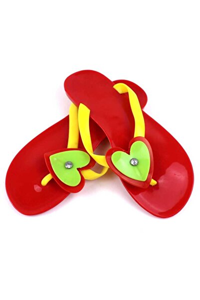 mm Women's slippers, rubber flip-flops 2137-HEART-RED