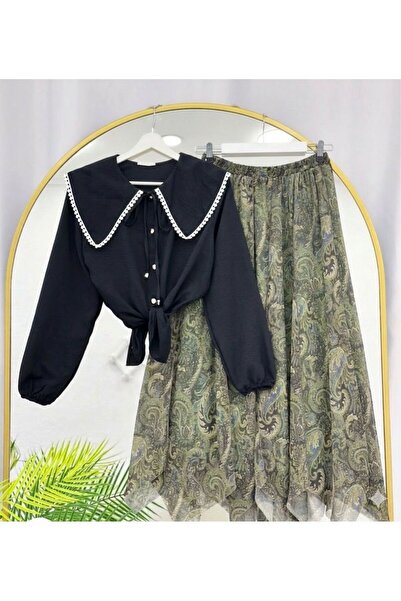 VOLT CLOTHİNG ΜΑΥΡΟ ΣΕΤ ΜΕ ΠΟΥΚΑΜΙΣΟ FISTO ΚΑΙ ΑΣΥΜΜΕΤΡΙΚΗ ΦΟΥΣΤΑ ΣΙΦΟΝ