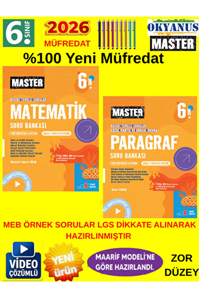 Okyanus Yayıncılık 2026 6. Sınıf Master Matematik-Paragraf %100 Yeni Müfredat...