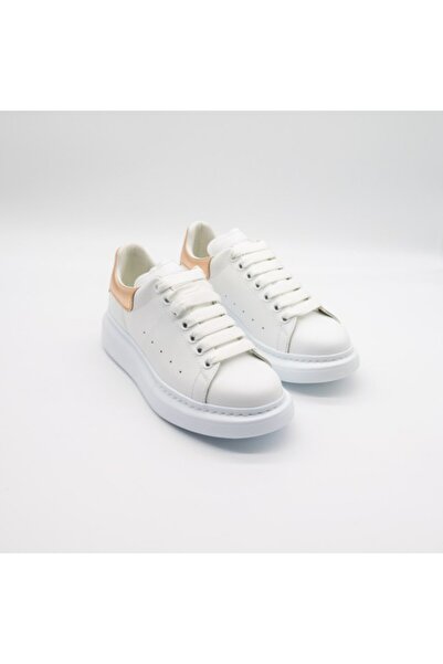 ALEXANDER MCQUEEN Adidași de damă - albi cu auriu