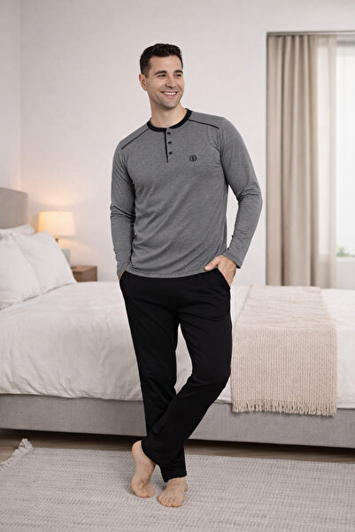 FORMO PREMIUM Ανδρικό σετ πιτζάμες με μακριά μανίκια και κουμπιά, από 100% φυ...