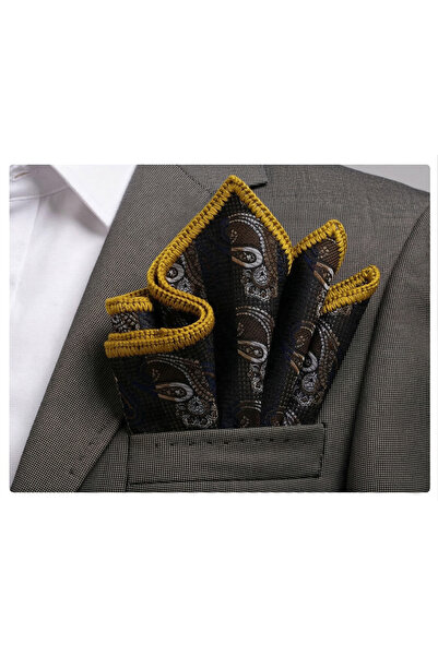 Exve Exclusive Χειροποίητο πλεκτό μαντήλι τσέπης με διακριτική ραφή σε καφέ χ...