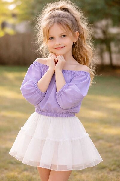 BEBEĞİME ÇORAP Κοριτσίστικη μπλούζα μουσελίνας με γιακά με κορδόνι