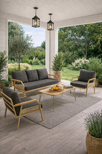 UFUK HOME Daisy Cappuccino 3+1+1 Masalı Bahçe Oturma Takımı Konfor Serisi