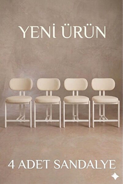 EDMONDA EV AKSESUAR LİZA 4 ADET MUTFAK SANDALYESİ YEMEK ODASI SANDALYESİ BEYA...