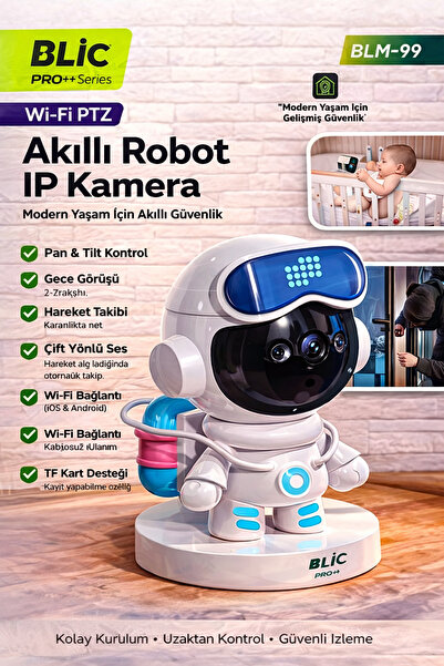 Spech Power Wi-Fi PTZ Akıllı Robot IP Kamera Gece Görüşlü 4K 360 Derece Döneb...